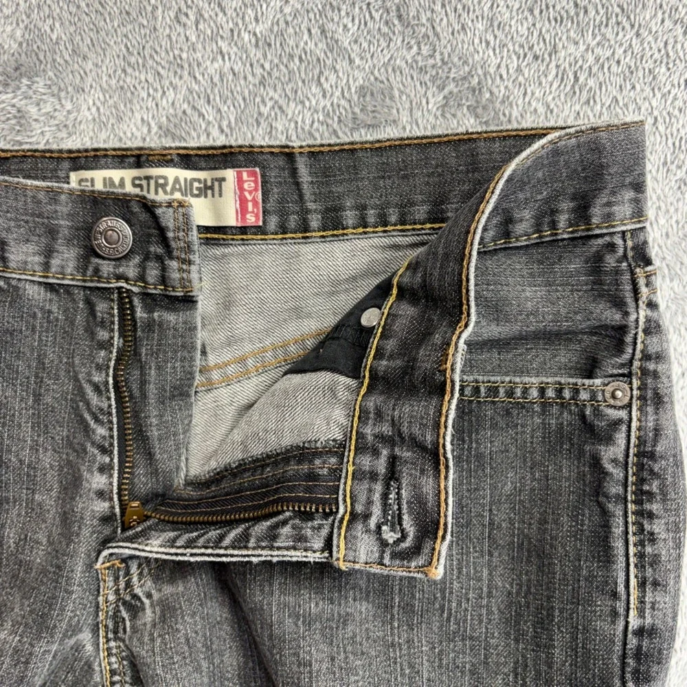 Levi's 514 Slim Straight Jeans Men 30x32 Black Good Frayed Hem Zip Fly